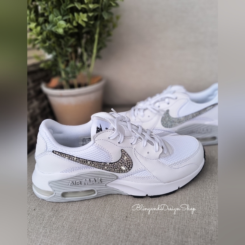 Nike Air Max Excee Womens White Sneakers Shoes Made with Swarovski Crystals - Picture 5 of 8